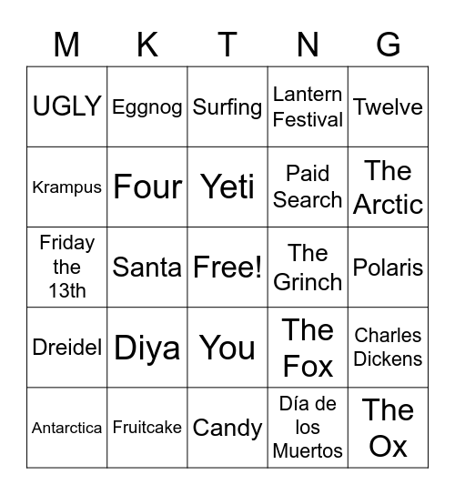 2020 End of Year Bingo! Bingo Card