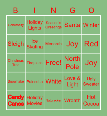 Donate Life Arizona Holiday BINGO Card