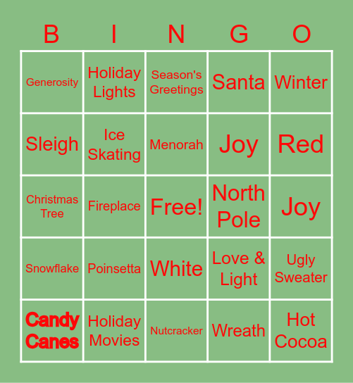 Donate Life Arizona Holiday BINGO Card