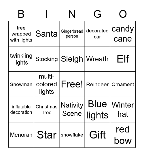 Christmas Walk Bingo Card