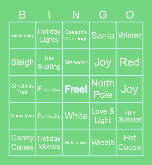 Donate Life Arizona Holiday BINGO Card