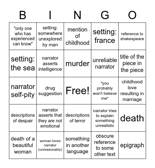 That's So Poe! Bingo Card