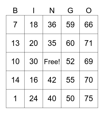 Anie Rose Cardo Bingo Card