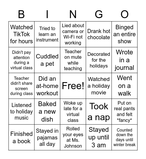 2020/Holiday Bingo Card