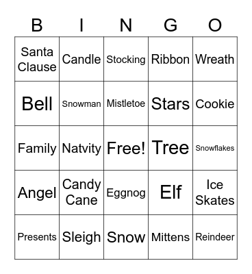 Holiday Bingo Card