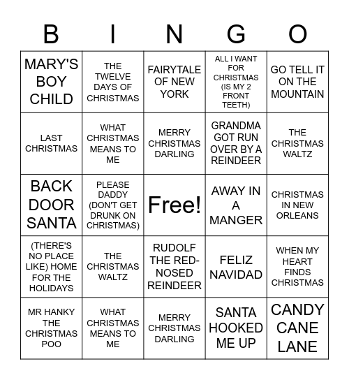 HOLIDAY MUSIC Bingo Card