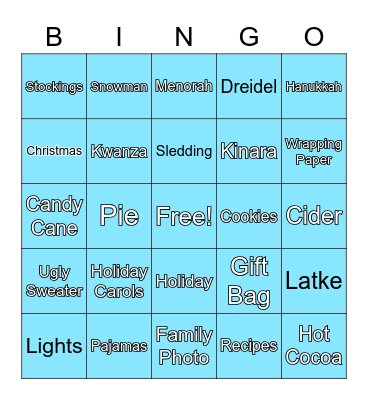 December Holiday Bingo Card