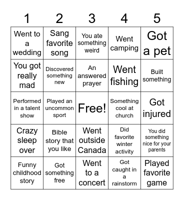 STORY BINGO Card