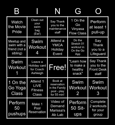 JETS Holiday Bingo Card