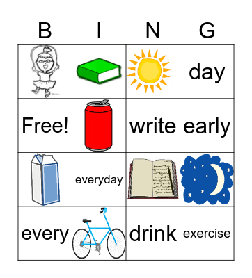 get up early Bingo Card