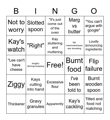 Kay's Cooking #4 Bingo Card