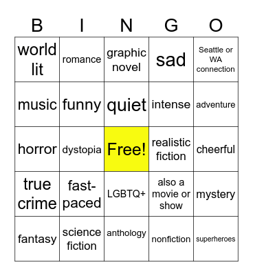 Winter Booktalk Bingo! Bingo Card