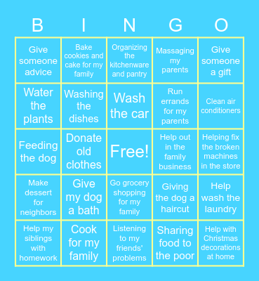 Service Bingo Card Bingo Card