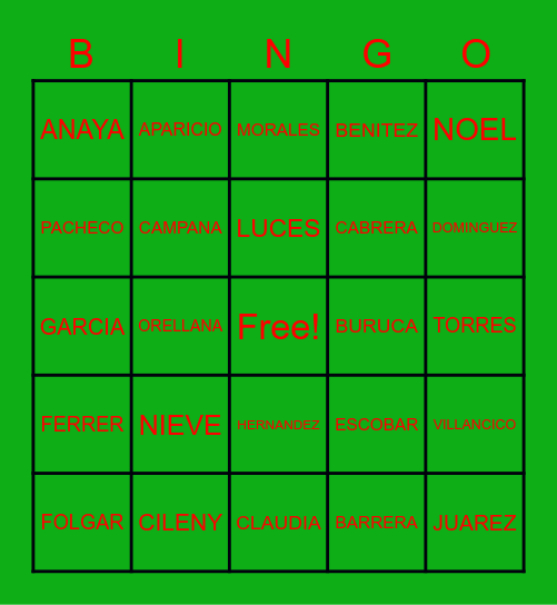 Bingo Navideño Contraloria Bingo Card