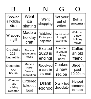 OneNoble Holiday Bingo Card