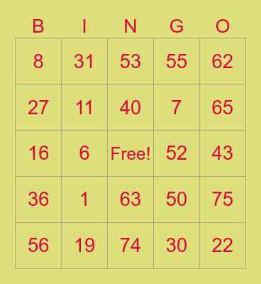 Cliff Kaquilala Bingo Card