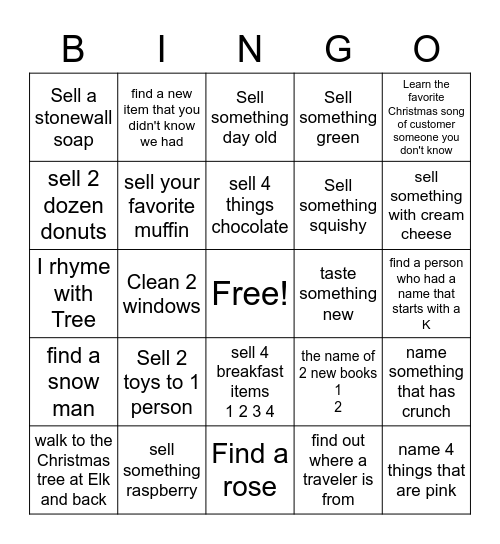 Moose Creek 12/10/20 Bingo Card