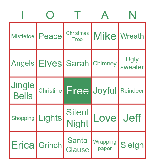 Team “I.O.T. A.N.” BINGO Card