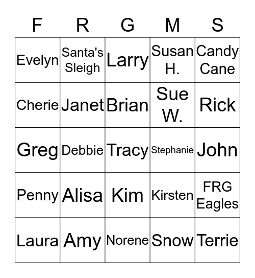 FRGMS STAFF BINGO Card