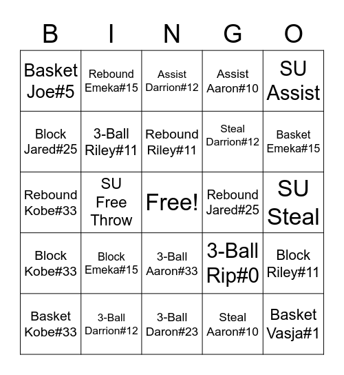 Redhawks Bingo Card