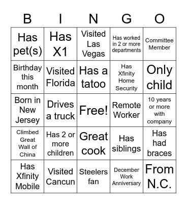 Name a Co-Worker? Bingo Card