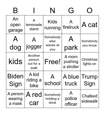 WALKING BINGO Card