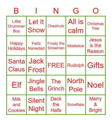 Christmas Bingo Card