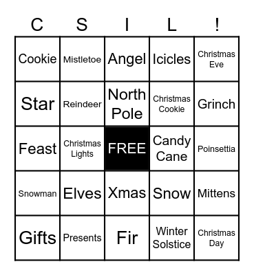 CSIL Holiday Celebration Bingo Card