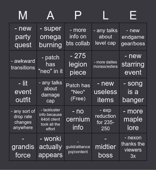 KMS Preview 12/9/2020 Bingo Card