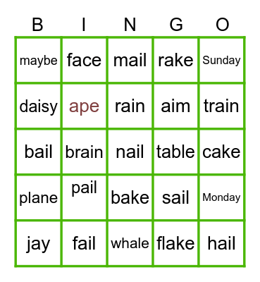 L1-5 Bingo Card