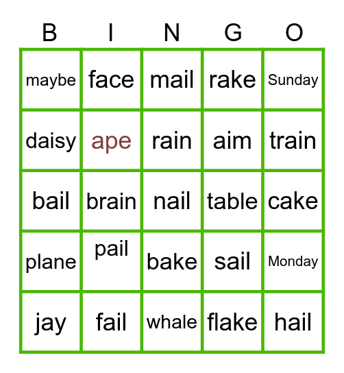 L1-5 Bingo Card