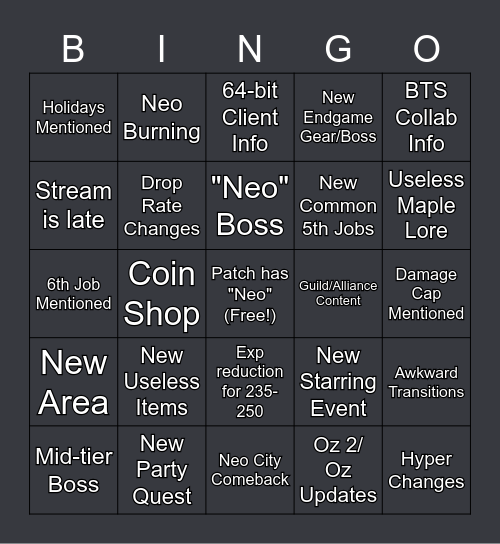 KMS Preview 12/10/2020 Bingo Card