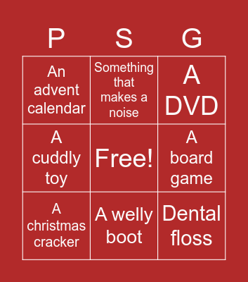 PSG Scavenger Bingo! Bingo Card