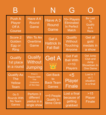 Fall Guys Bingo Challenge Bingo Card