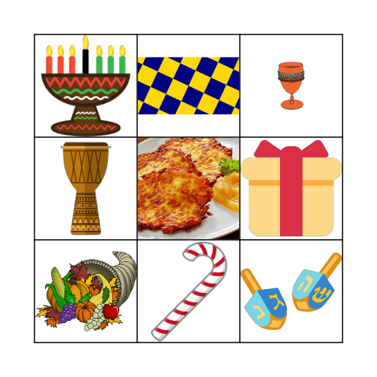 December Holidays Bingo Card