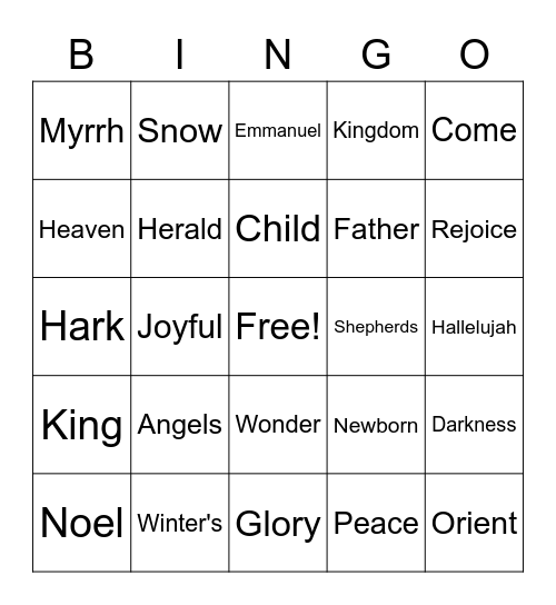 Myers Park UMC Worship Bingo Card