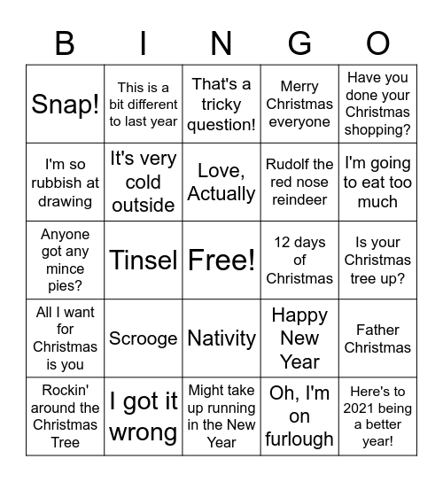 Team Christmas bingo Card