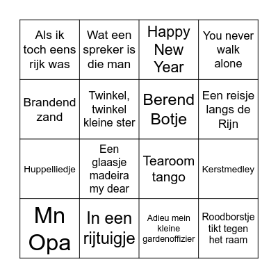Muziek bingo STM oud en nieuw 2020 Bingo Card