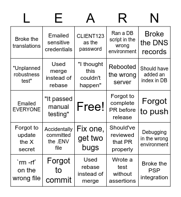 Untitled Bingo Card