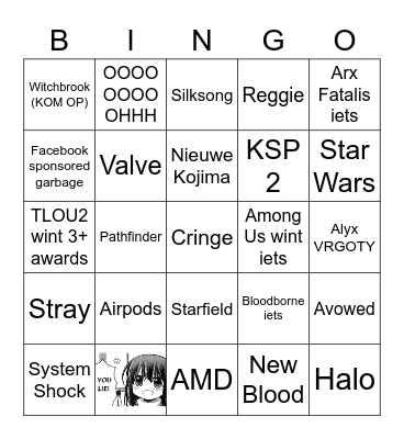 TGA 2020 Bingo Card
