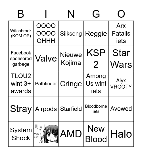 TGA 2020 Bingo Card