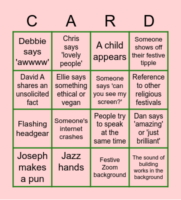 Christmas Party Bingo Card