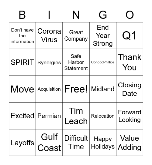 Xmas TownHall Bingo Card
