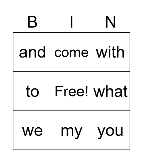 sounds Bingo Card