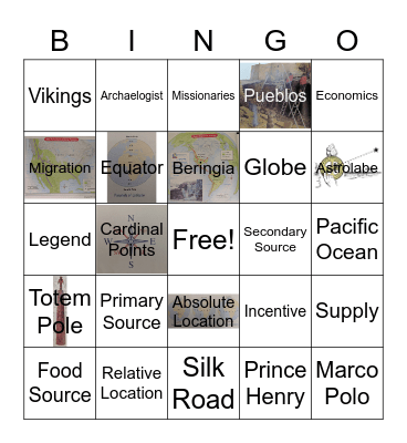 Review through Early European Exploration Bingo Card