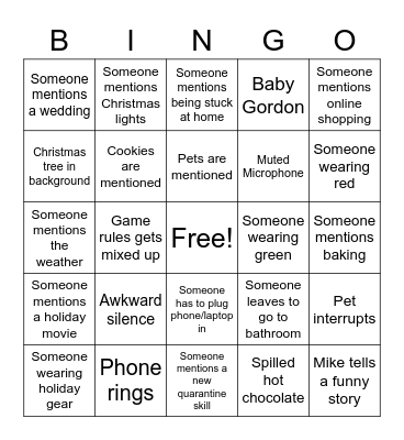 Zoom Holiday Bingo Card