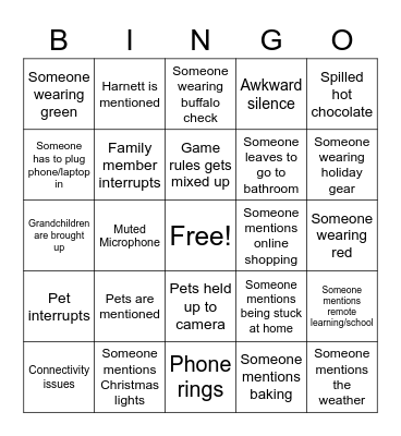 Zoom Holiday Bingo Card