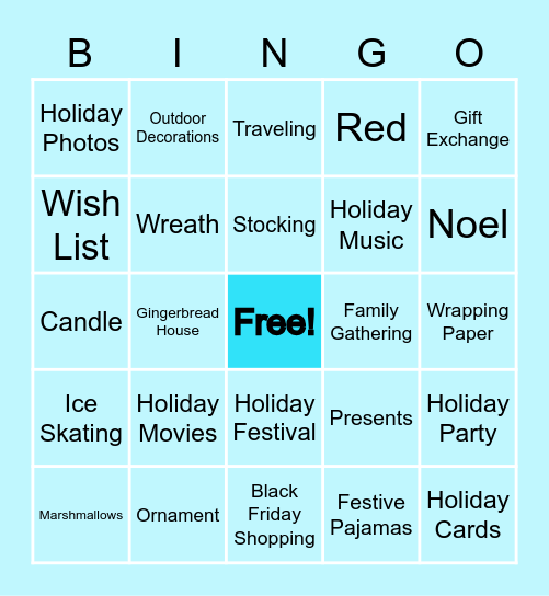 Holiday Bingo Card