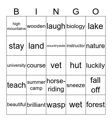 lessons outdoors Bingo Card