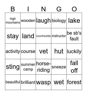 lessons outdoors Bingo Card